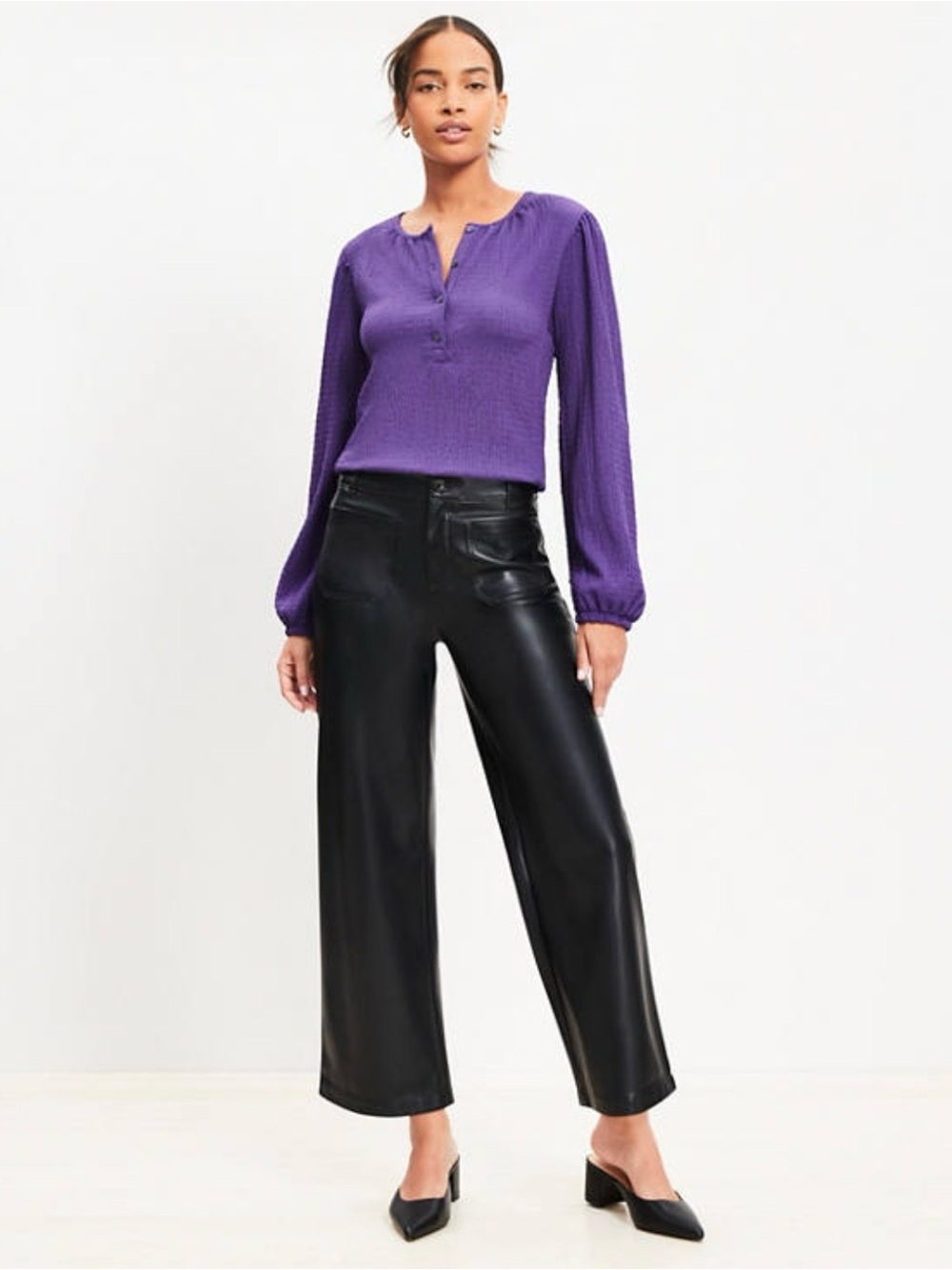 LOFT Black Faux Leather Pants 4P